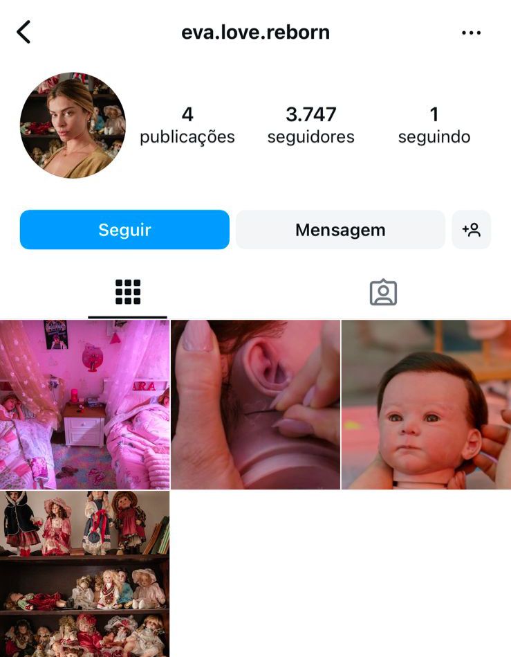 Perfil da personagem de Grazi Massafera no Instagram